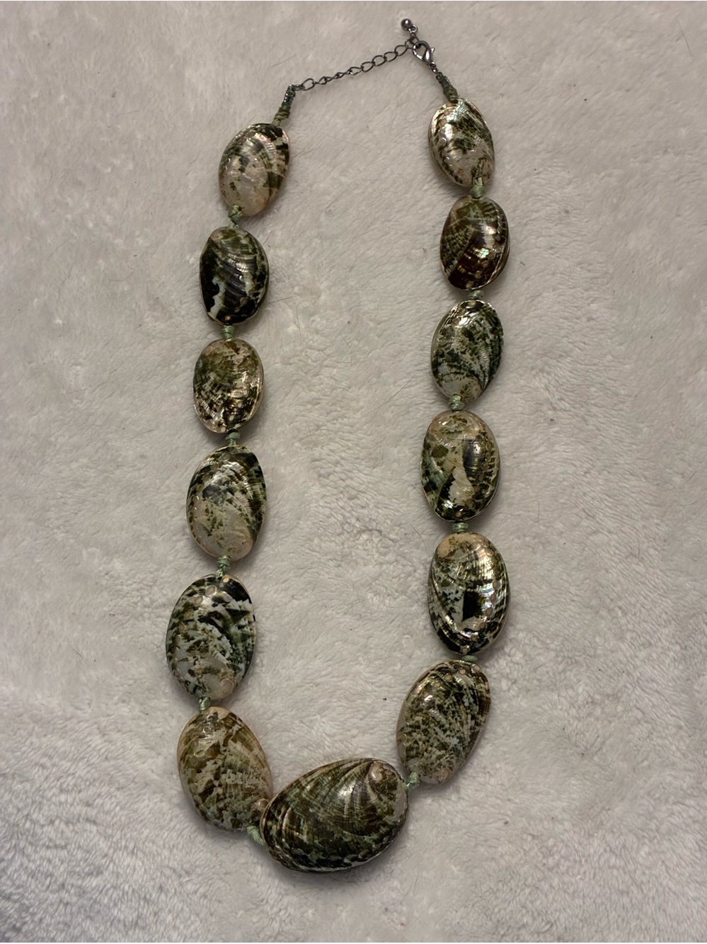Vintage Green Paua Abalone Double Sided Puffed Shell Necklace Lei Strand 21-23"
